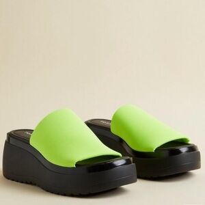 Lime Green Chunky Platform Sandals Wide Width